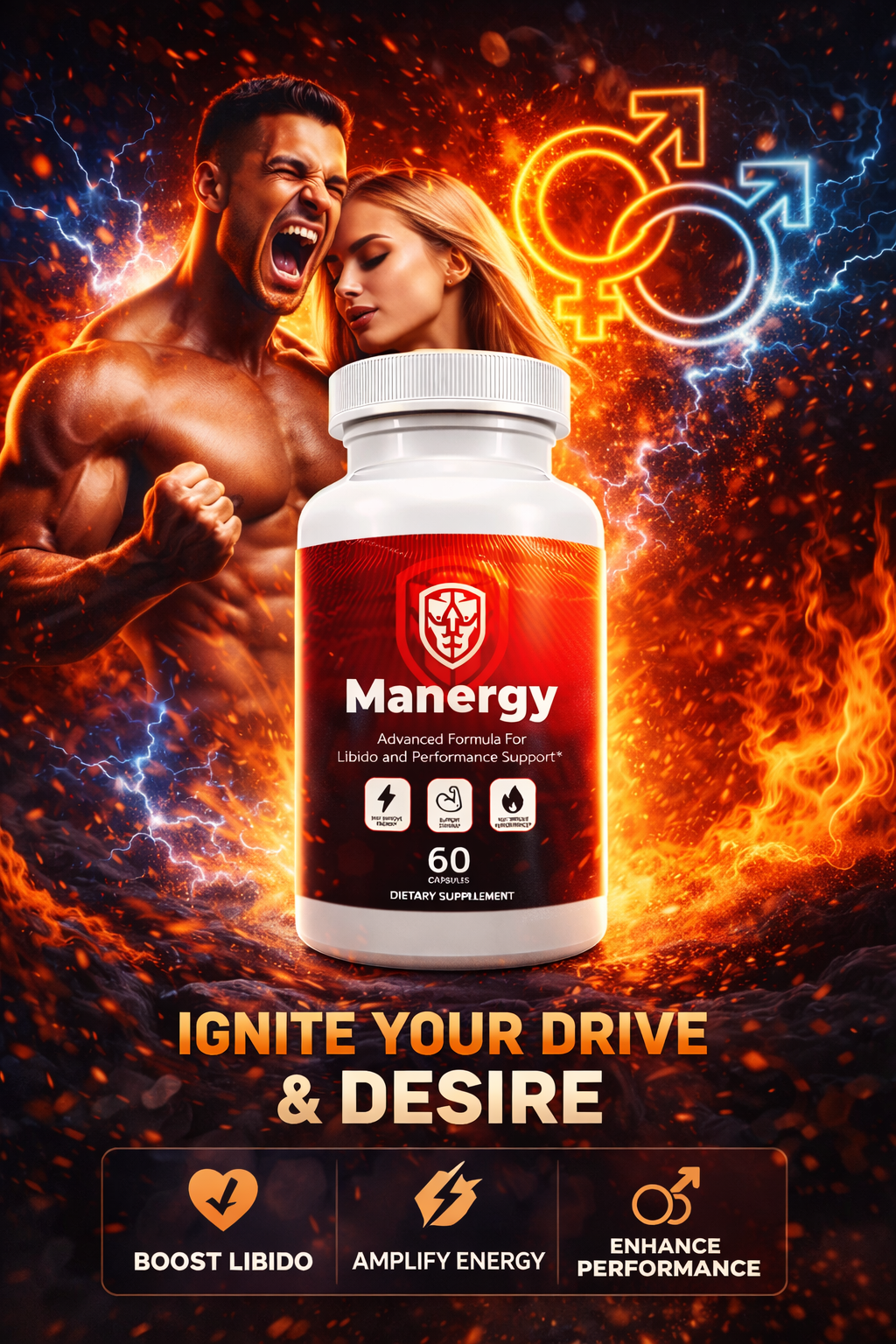 Manergy Natural Male Vitality Supplement for Energy, Stamina and Performance
